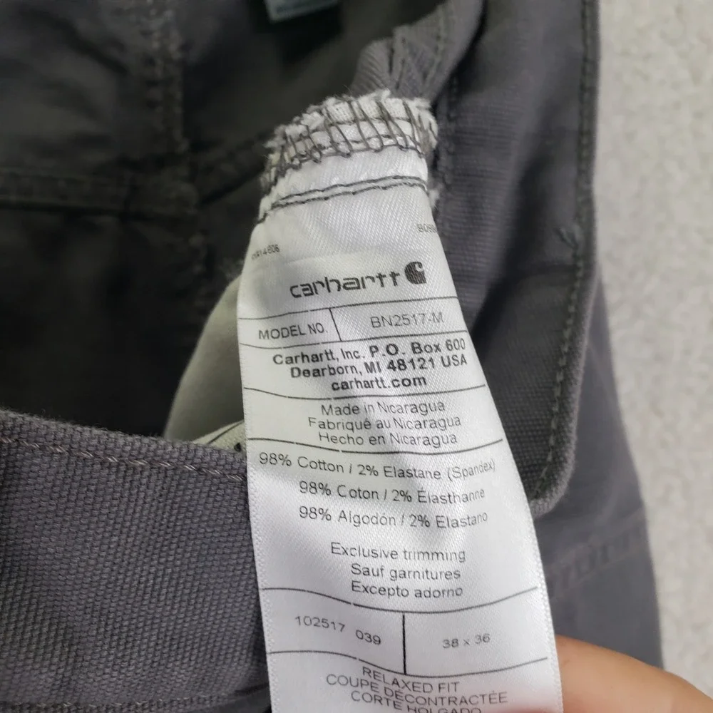 Carhartt BN2517-M Pants Mens 38x36 (Fits 38x35) Grey Workwear Rugged Utility